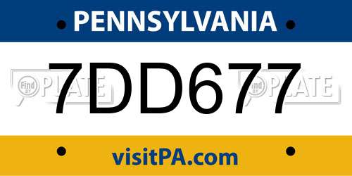 7DD677 Pennsylvania License Plate
