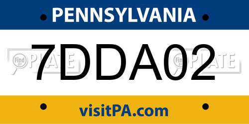 7DDA02 Pennsylvania License Plate