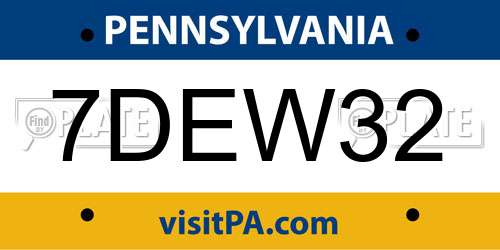 7DEW32 Pennsylvania License Plate