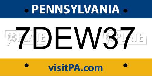 7DEW37 Pennsylvania License Plate