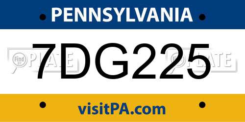 7DG225 Pennsylvania License Plate