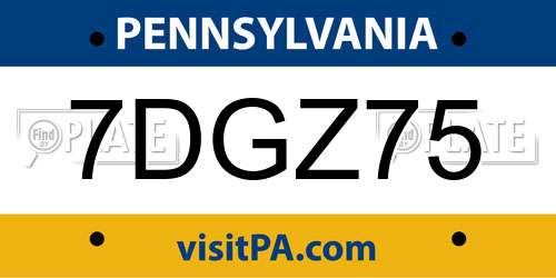 7DGZ75 Pennsylvania License Plate