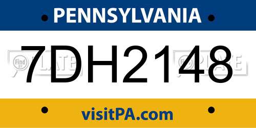 7DH2148 Pennsylvania License Plate
