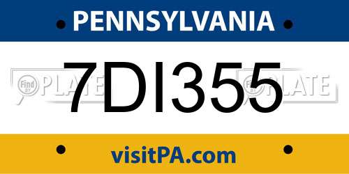 7DI355 Pennsylvania License Plate