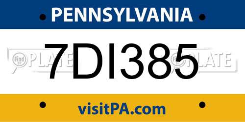 7DI385 Pennsylvania License Plate