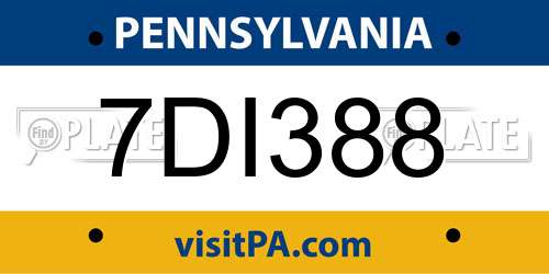 7DI388 Pennsylvania License Plate