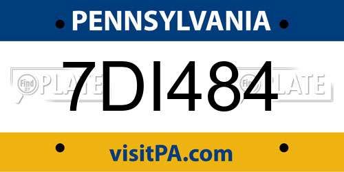7DI484 Pennsylvania License Plate