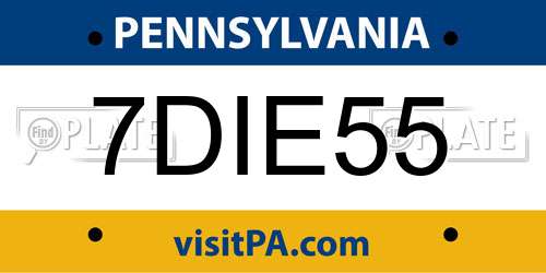 7DIE55 Pennsylvania License Plate