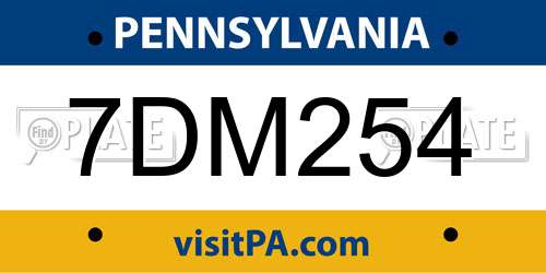 7DM254 Pennsylvania License Plate
