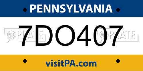 7DO407 Pennsylvania License Plate