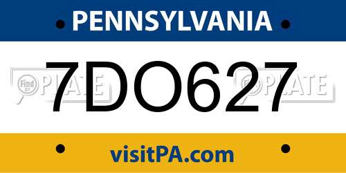 7DO627 Pennsylvania License Plate