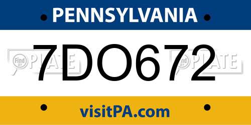 7DO672 Pennsylvania License Plate