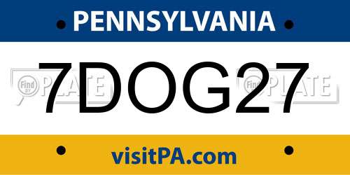 7DOG27 Pennsylvania License Plate