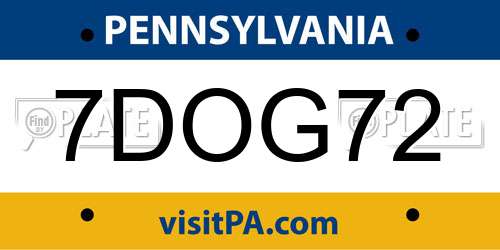 7DOG72 Pennsylvania License Plate