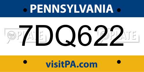 7DQ622 Pennsylvania License Plate