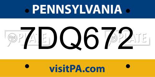 7DQ672 Pennsylvania License Plate