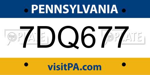 7DQ677 Pennsylvania License Plate