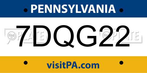 7DQG22 Pennsylvania License Plate
