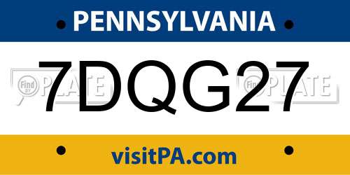 7DQG27 Pennsylvania License Plate