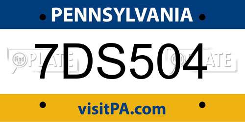 7DS504 Pennsylvania License Plate