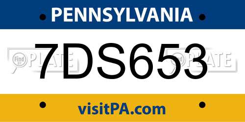 7DS653 Pennsylvania License Plate