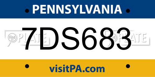 7DS683 Pennsylvania License Plate