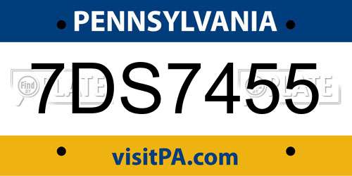 7DS7455 Pennsylvania License Plate