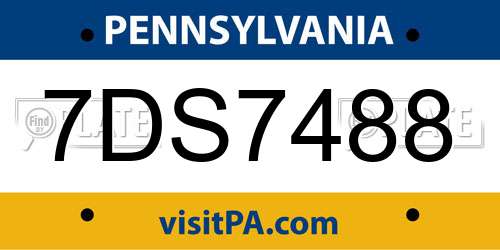7DS7488 Pennsylvania License Plate