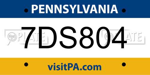 7DS804 Pennsylvania License Plate