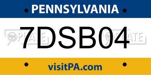 7DSB04 Pennsylvania License Plate