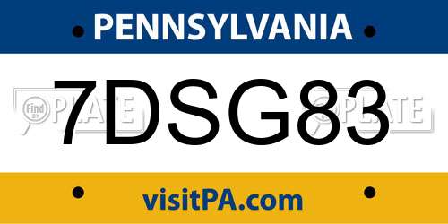 7DSG83 Pennsylvania License Plate