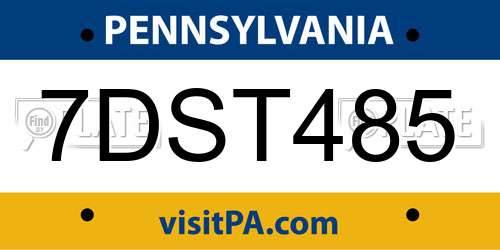 7DST485 Pennsylvania License Plate