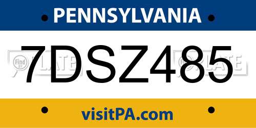 7DSZ485 Pennsylvania License Plate