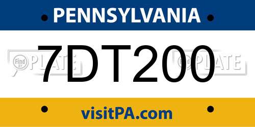7DT200 Pennsylvania License Plate