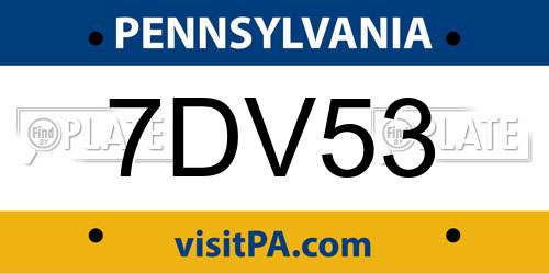 7DV53 Pennsylvania License Plate