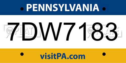 7DW7183 Pennsylvania License Plate