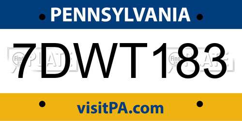 7DWT183 Pennsylvania License Plate