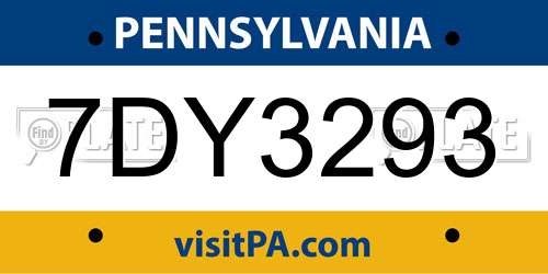 7DY3293 Pennsylvania License Plate