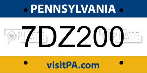 7DZ200 Pennsylvania License Plate