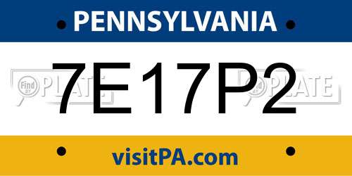 7E17P2 Pennsylvania License Plate