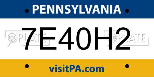 7E40H2 Pennsylvania License Plate
