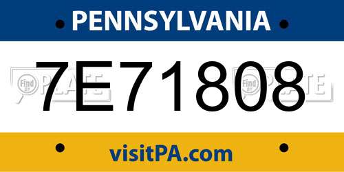 7E71808 Pennsylvania License Plate
