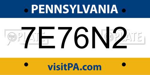 7E76N2 Pennsylvania License Plate