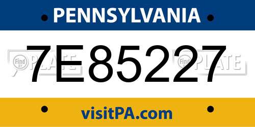 7E85227 Pennsylvania License Plate