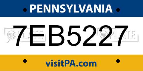 7EB5227 Pennsylvania License Plate