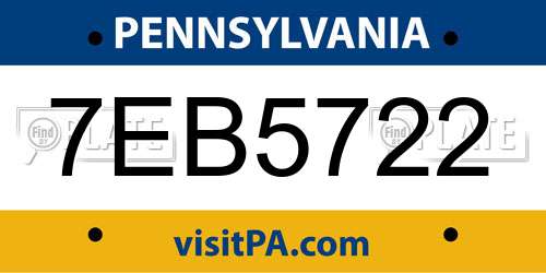 7EB5722 Pennsylvania License Plate