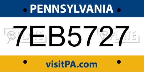 7EB5727 Pennsylvania License Plate