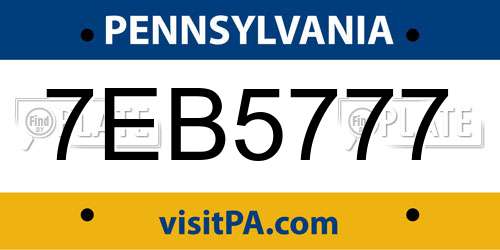 7EB5777 Pennsylvania License Plate