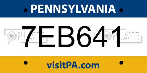 7EB641 Pennsylvania License Plate