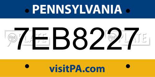 7EB8227 Pennsylvania License Plate
